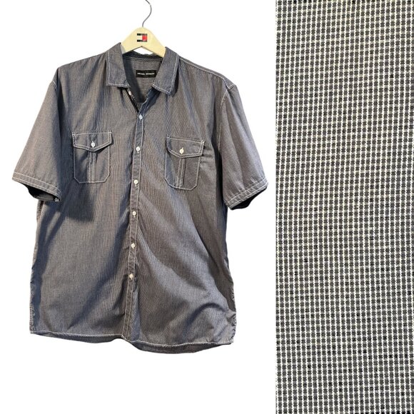 MICHAEL BRANDON Men's Casual Button Down Shirt Size XXL Blue Small Checkered - Picture 3 of 13